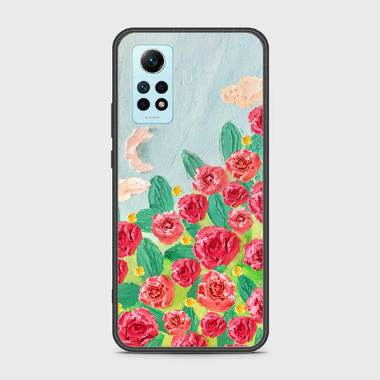 Xiaomi Redmi Note 12 Pro 4G Cover - Floral Series - Design 10 - Red & Green - HQ Ultra Shine Premium Infinity Glass Soft Silicon Borders Case