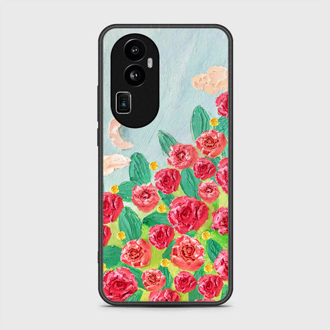 Oppo Reno 10 Pro Plus Cover - Floral Series - Design 10 - Red & Green - HQ Ultra Shine Premium Infinity Glass Soft Silicon Borders Case