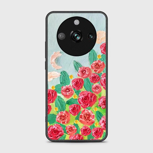 Realme 11 Pro Cover - Floral Series - Design 10 - Red & Green - HQ Ultra Shine Premium Infinity Glass Soft Silicon Borders Case