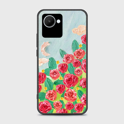 Realme C30 Cover - Floral Series - Design 10 - Red & Green - HQ Ultra Shine Premium Infinity Glass Soft Silicon Borders Case