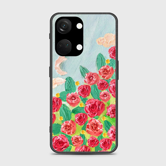 OnePlus Ace 2V Cover - Floral Series - Design 10 - Red & Green - HQ Ultra Shine Premium Infinity Glass Soft Silicon Borders Case