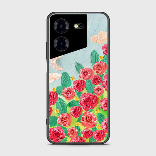 Tecno Pova 5 Pro Cover - Floral Series - Design 10 - Red & Green - HQ Ultra Shine Premium Infinity Glass Soft Silicon Borders Case