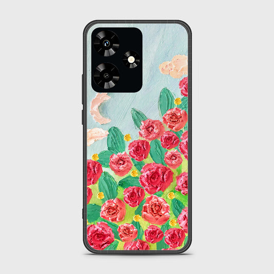 Infinix Hot 30 Cover - Floral Series - Design 10 - Red & Green - HQ Ultra Shine Premium Infinity Glass Soft Silicon Borders Case