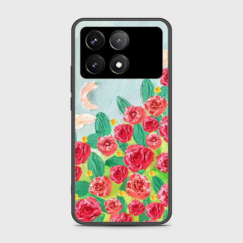 Xiaomi Poco F6 Pro Cover - Floral Series - Design 10 - Red & Green - HQ Ultra Shine Premium Infinity Glass Soft Silicon Borders Case