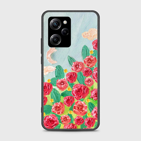 Xiaomi Poco X5 Pro Cover - Floral Series - Design 10 - Red & Green - HQ Ultra Shine Premium Infinity Glass Soft Silicon Borders Case