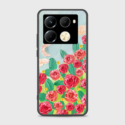 Infinix Note 40 Pro Cover - Floral Series - Design 10 - Red & Green - HQ Ultra Shine Premium Infinity Glass Soft Silicon Borders Case