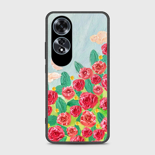 Oppo A60 Cover - Floral Series - Design 10 - Red & Green - HQ Ultra Shine Premium Infinity Glass Soft Silicon Borders Case