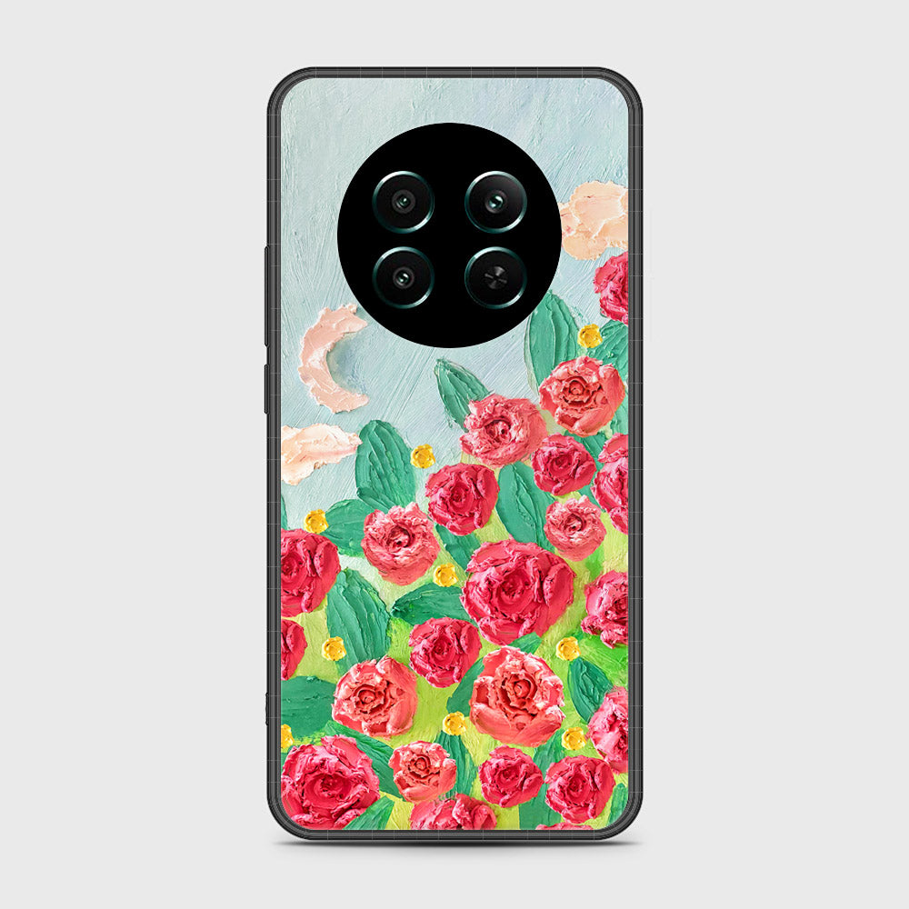 Realme 12 4G Cover - Floral Series - Design 10 - Red & Green - HQ Ultra Shine Premium Infinity Glass Soft Silicon Borders Case