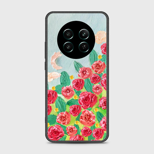 Realme 12 4G Cover - Floral Series - Design 10 - Red & Green - HQ Ultra Shine Premium Infinity Glass Soft Silicon Borders Case