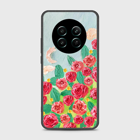 Realme 12 Plus Cover - Floral Series - Design 10 - Red & Green - HQ Ultra Shine Premium Infinity Glass Soft Silicon Borders Case