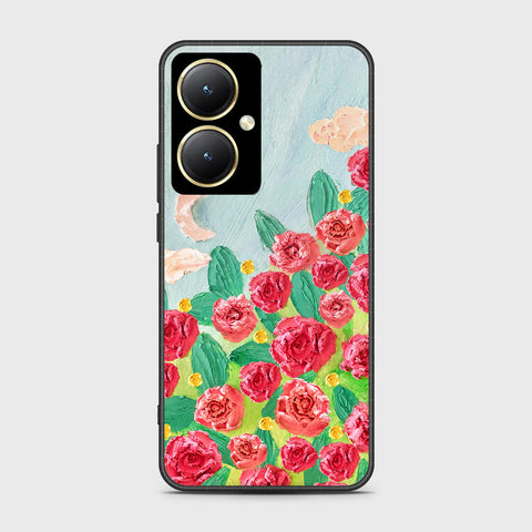 Vivo Y35m Plus Cover - Floral Series - Design 10 - Red & Green - HQ Ultra Shine Premium Infinity Glass Soft Silicon Borders Case