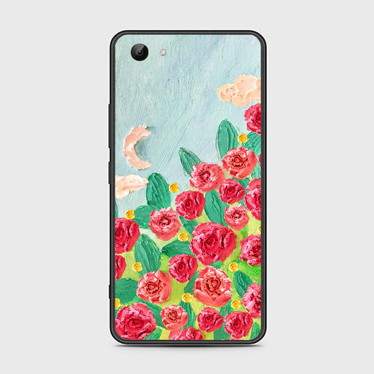 Vivo Y81 Cover - Floral Series - Design 10 - Red & Green - HQ Ultra Shine Premium Infinity Glass Soft Silicon Borders Case