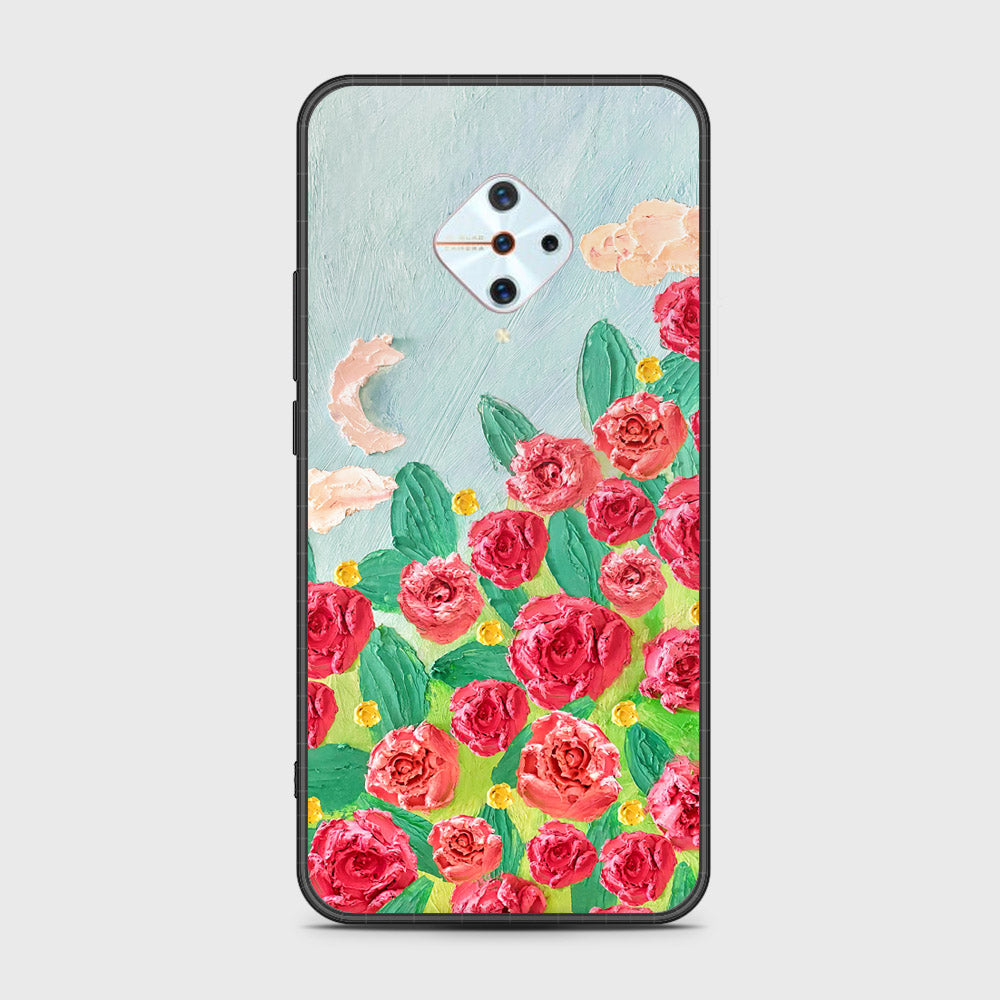 Honor 9X Pro Cover - Floral Series - Design 10 - Red & Green - HQ Ultra Shine Premium Infinity Glass Soft Silicon Borders Case