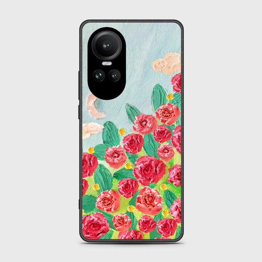 Oppo Reno 10 Pro Cover - Floral Series - Design 10 - Red & Green - HQ Ultra Shine Premium Infinity Glass Soft Silicon Borders Case