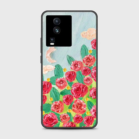 Vivo iQOO Neo 7 Cover - Floral Series - Design 10 - Red & Green - HQ Ultra Shine Premium Infinity Glass Soft Silicon Borders Case