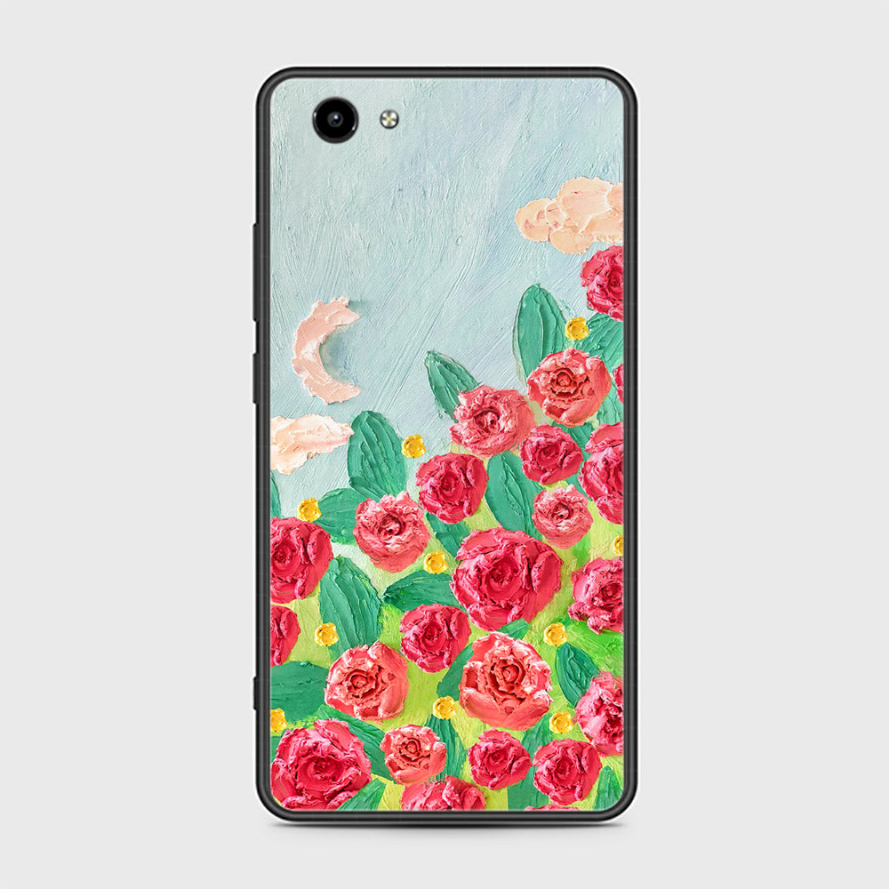 Vivo Y71 Cover - Floral Series - Design 10 - Red & Green - HQ Ultra Shine Premium Infinity Glass Soft Silicon Borders Case