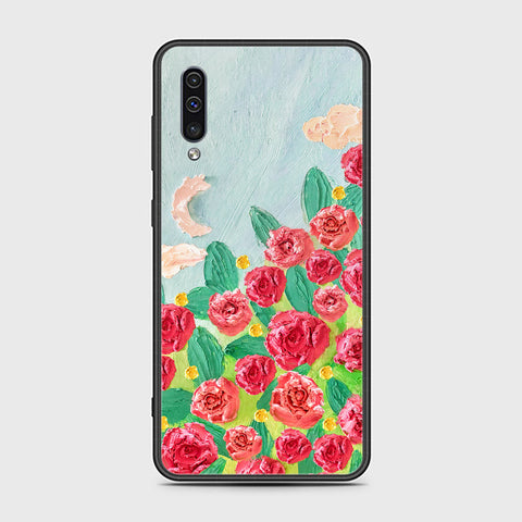 Samsung Galaxy A30s Cover - Floral Series - Design 10 - Red & Green - HQ Ultra Shine Premium Infinity Glass Soft Silicon Borders Case