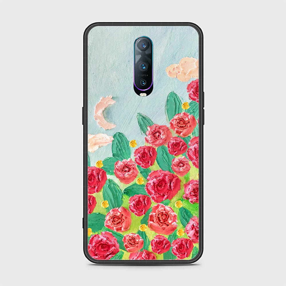 Oppo R17 Pro Cover - Floral Series - Design 10 - Red & Green - HQ Ultra Shine Premium Infinity Glass Soft Silicon Borders Case