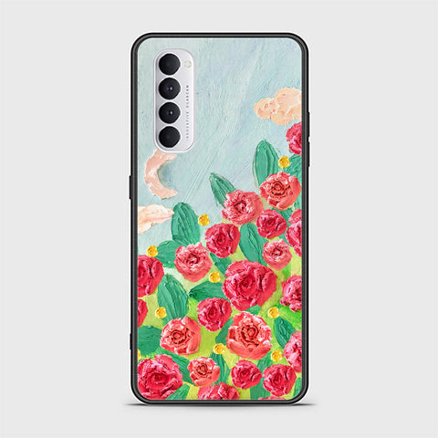 Oppo Reno 4 Pro Cover - Floral Series - Design 10 - Red & Green - HQ Ultra Shine Premium Infinity Glass Soft Silicon Borders Case