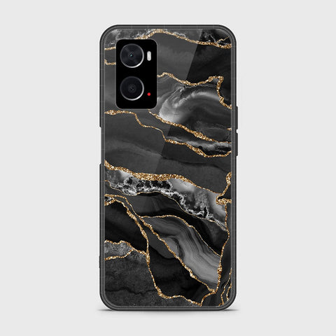 Oppo A96 4G Cover- Black Marble Series - HQ Ultra Shine Premium Infinity Glass Soft Silicon Borders Case