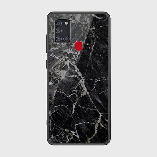 Samsung Galaxy A21s Cover - Black Marble Series - D33 - HQ Ultra Shine Premium Infinity Glass Soft Silicon Borders Case ( Fast Delivery )