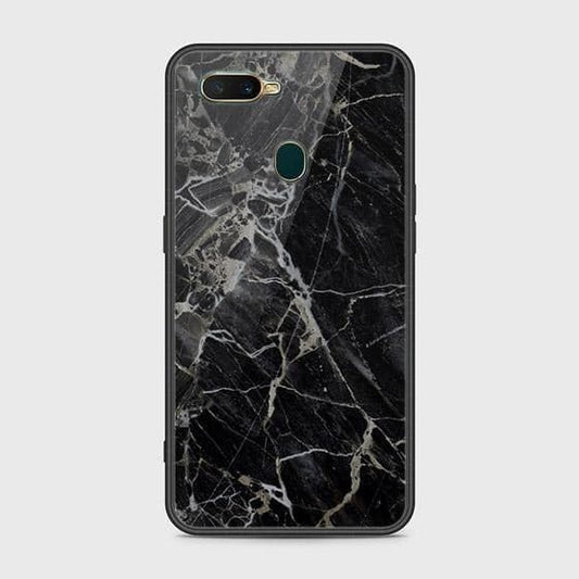 Oppo A5s Cover - Black Marble Series - HQ Ultra Shine Premium Infinity Glass Soft Silicon Borders Case (Fast Delivery)
