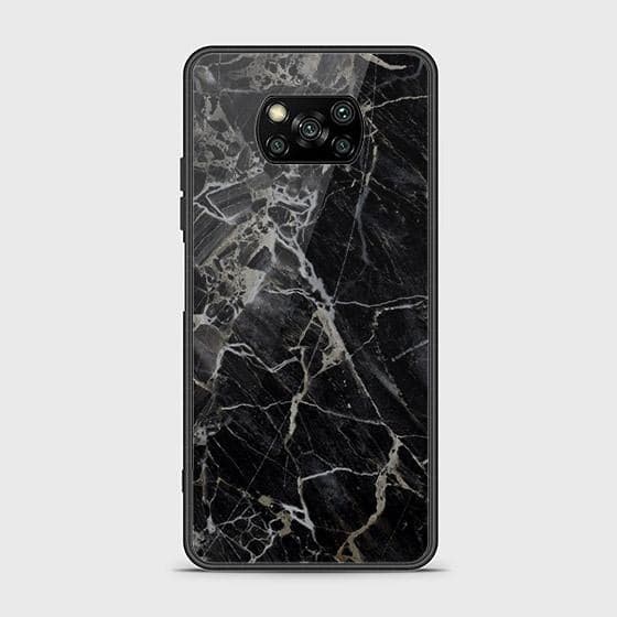 Xiaomi Poco X3  Cover - Black Marble Series - D9 -HQ Ultra Shine Premium Infinity Glass Soft Silicon Borders Case ( Fast Delivery )