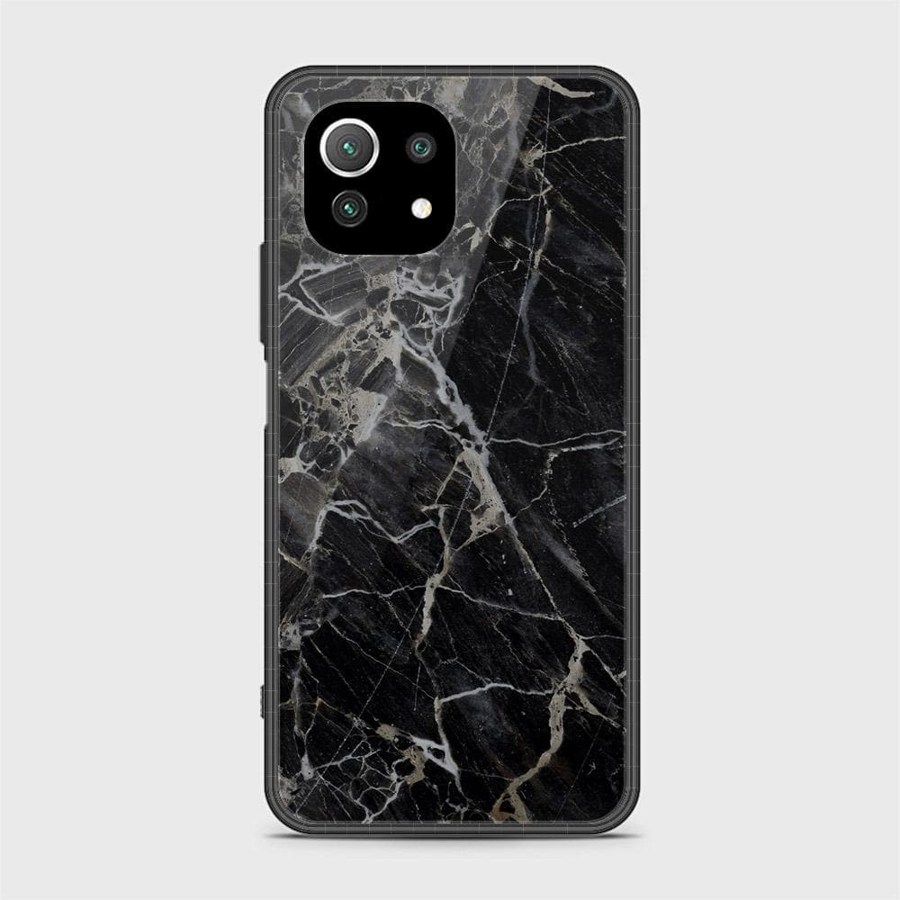 Xiaomi 11 Lite 5G NE Cover - Black Marble Series - HQ Ultra Shine Premium Infinity Glass Soft Silicon Borders Case