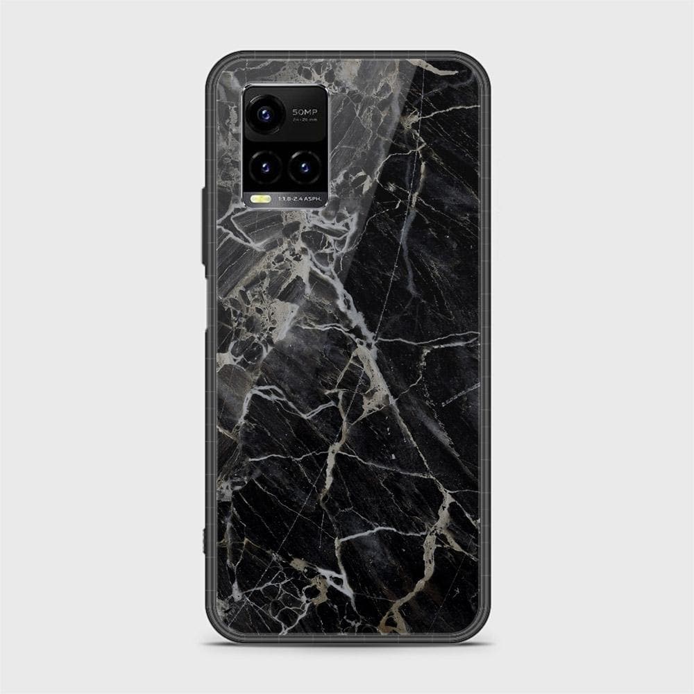 vivo Y33t Cover - Black Marble Series - D19 - HQ Ultra Shine Premium Infinity Glass Soft Silicon Borders Case ( Fast Delivery )