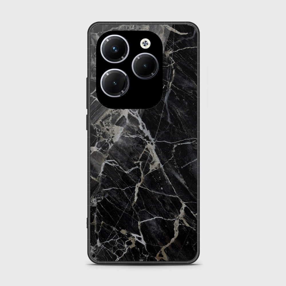 Infinix Hot 40 Cover- Black Marble Series - HQ Ultra Shine Premium Infinity Glass Soft Silicon Borders Case