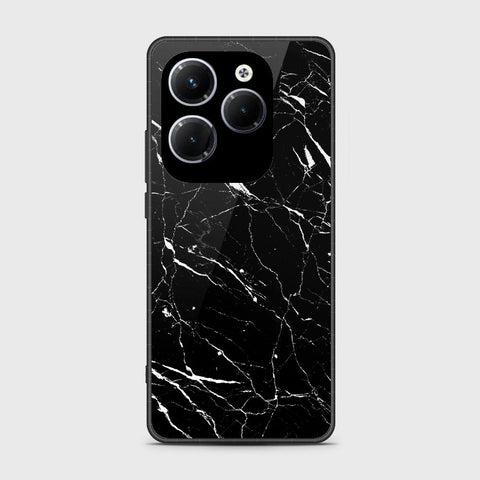 Infinix Hot 40 Cover- Black Marble Series - HQ Ultra Shine Premium Infinity Glass Soft Silicon Borders Case