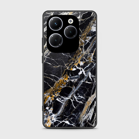 Infinix Hot 40 Cover- Black Marble Series - HQ Ultra Shine Premium Infinity Glass Soft Silicon Borders Case