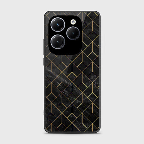 Infinix Hot 40 Cover- Black Marble Series - HQ Ultra Shine Premium Infinity Glass Soft Silicon Borders Case