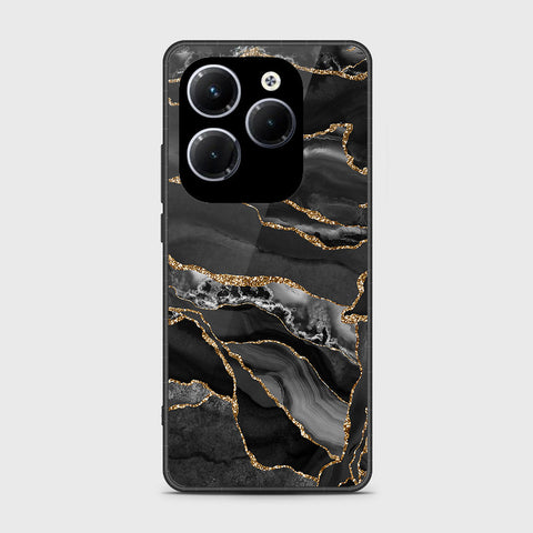 Infinix Hot 40 Cover- Black Marble Series - HQ Ultra Shine Premium Infinity Glass Soft Silicon Borders Case