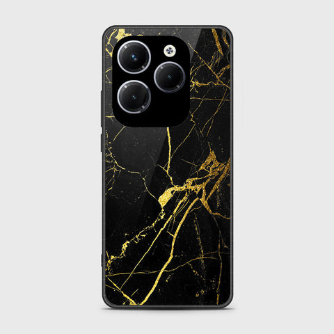 Infinix Hot 40 Cover- Black Marble Series - HQ Ultra Shine Premium Infinity Glass Soft Silicon Borders Case