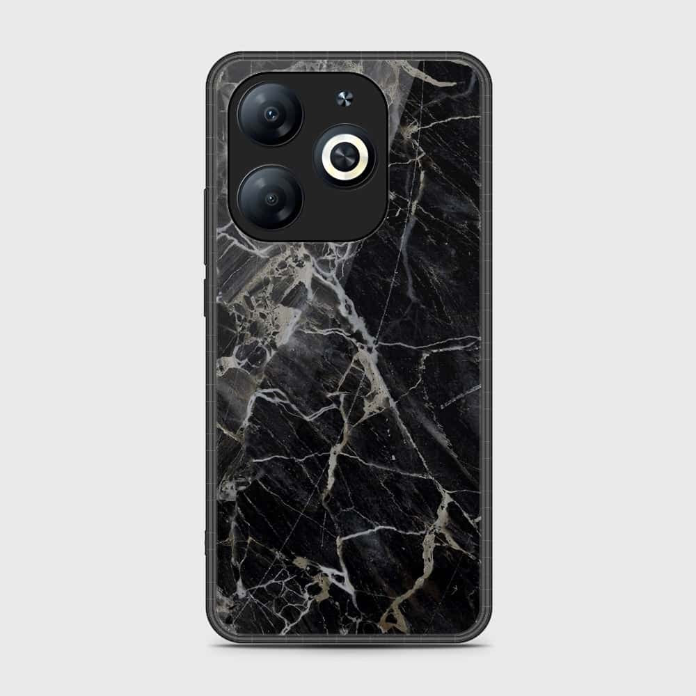 Infinix Smart 8 Plus Cover - Black Marble Series - HQ Ultra Shine Premium Infinity Glass Soft Silicon Borders Case