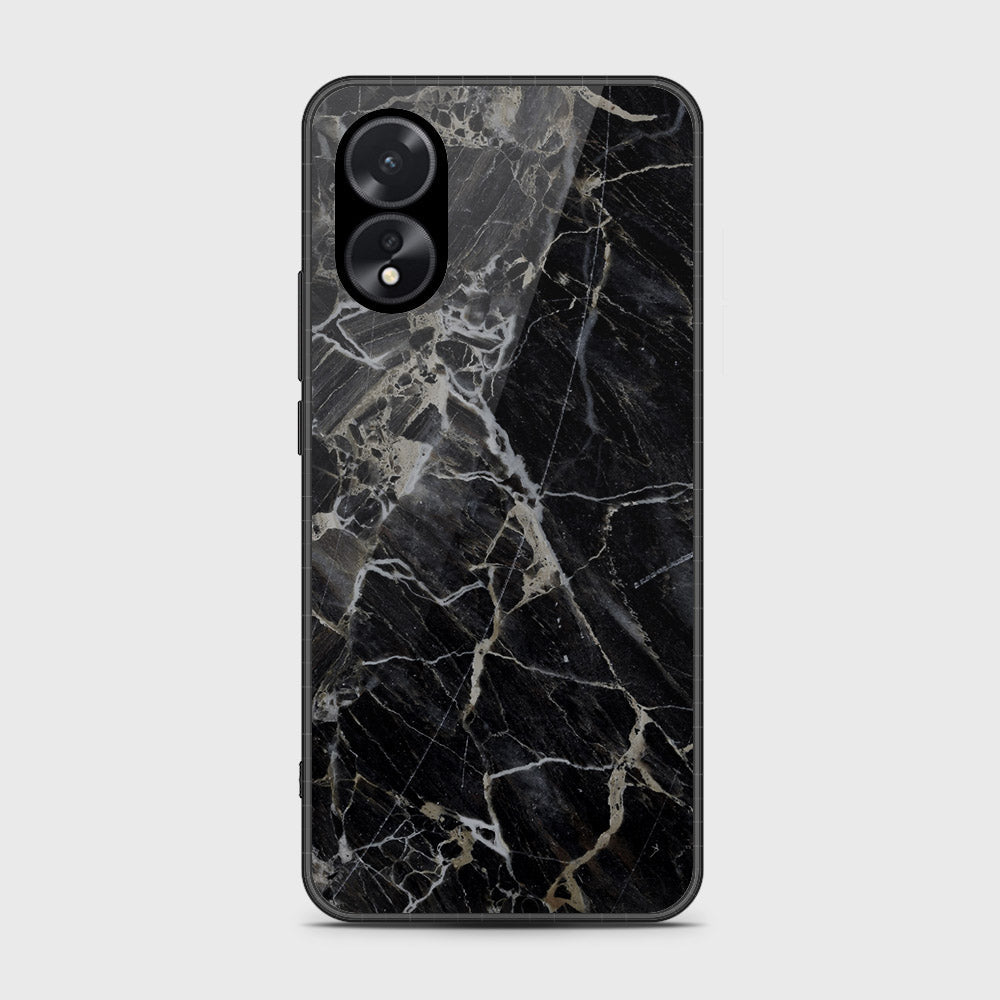 Oppo A18 Cover- Black Marble Series - HQ Ultra Shine Premium Infinity Glass Soft Silicon Borders Case