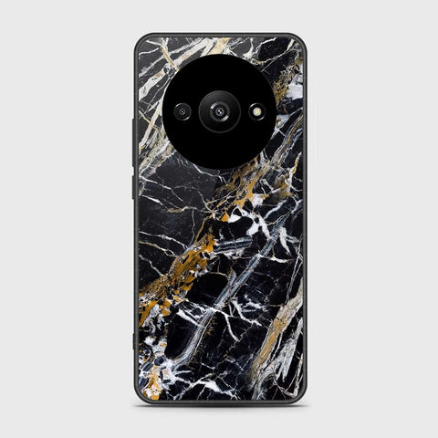 Xiaomi Redmi A3x Cover- Black Marble Series - HQ Ultra Shine Premium Infinity Glass Soft Silicon Borders Case