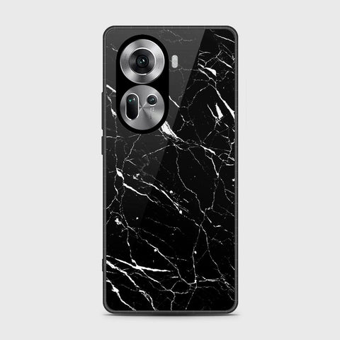 Oppo Reno 11 5G Cover- Black Marble Series - HQ Ultra Shine Premium Infinity Glass Soft Silicon Borders Case