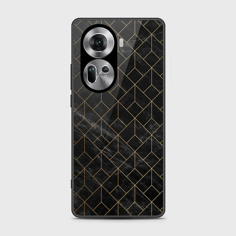 Oppo Reno 11 5G Cover- Black Marble Series - HQ Ultra Shine Premium Infinity Glass Soft Silicon Borders Case