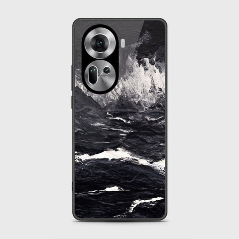 Oppo Reno 11 5G Cover- Black Marble Series - HQ Ultra Shine Premium Infinity Glass Soft Silicon Borders Case