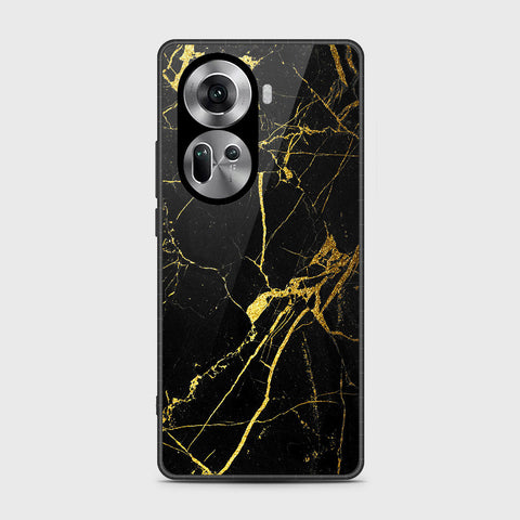 Oppo Reno 11 5G Cover- Black Marble Series - HQ Ultra Shine Premium Infinity Glass Soft Silicon Borders Case