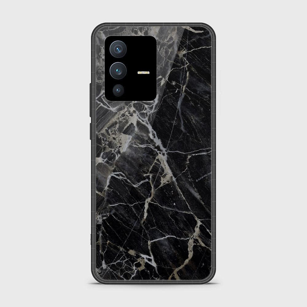 Vivo V23 5G Cover - Black Marble Series -D306 - HQ Ultra Shine Premium Infinity Glass Soft Silicon Borders Case ( Fast Delivery )