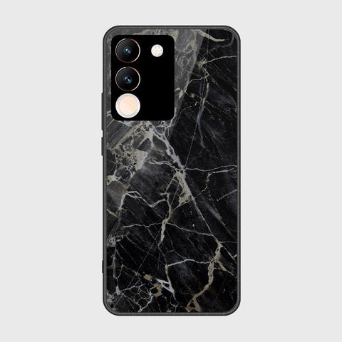 Vivo Y200 Cover- Black Marble Series - HQ Ultra Shine Premium Infinity Glass Soft Silicon Borders Case