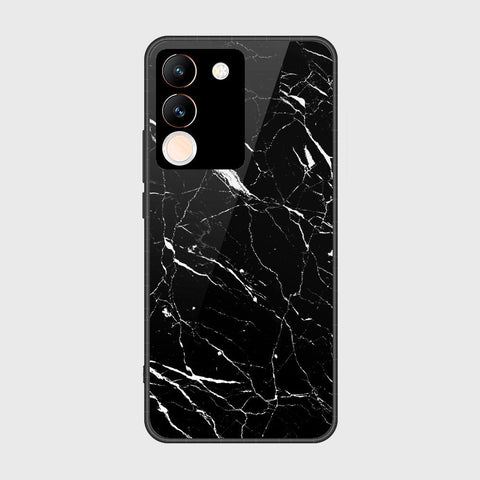 Vivo Y200 Cover- Black Marble Series - HQ Ultra Shine Premium Infinity Glass Soft Silicon Borders Case