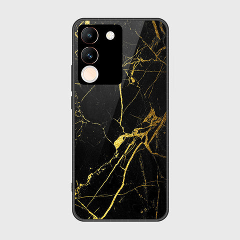 Vivo Y200 Cover- Black Marble Series - HQ Ultra Shine Premium Infinity Glass Soft Silicon Borders Case