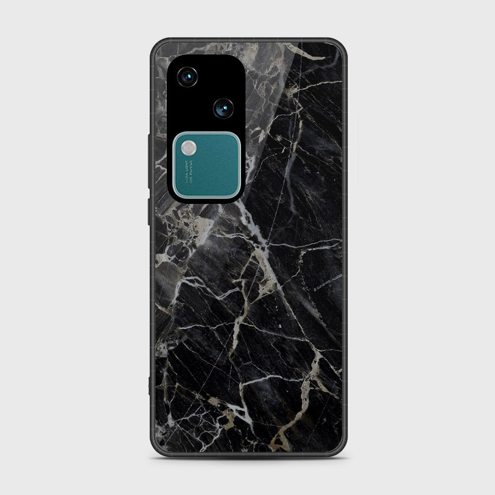 Vivo V30 Cover- Black Marble Series - HQ Premium Shine Durable Shatterproof Case