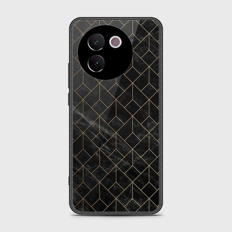 Vivo V30e Cover- Black Marble Series - HQ Ultra Shine Premium Infinity Glass Soft Silicon Borders Case