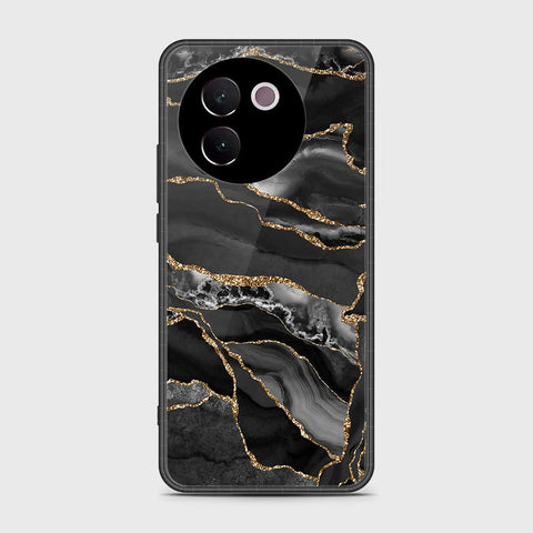 Vivo V30e Cover- Black Marble Series - HQ Ultra Shine Premium Infinity Glass Soft Silicon Borders Case