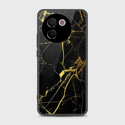 Vivo V30e Cover- Black Marble Series - HQ Ultra Shine Premium Infinity Glass Soft Silicon Borders Case